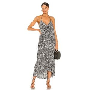 Revolve LPA Acosta Open Back Halter Maxi Dress in Black & White